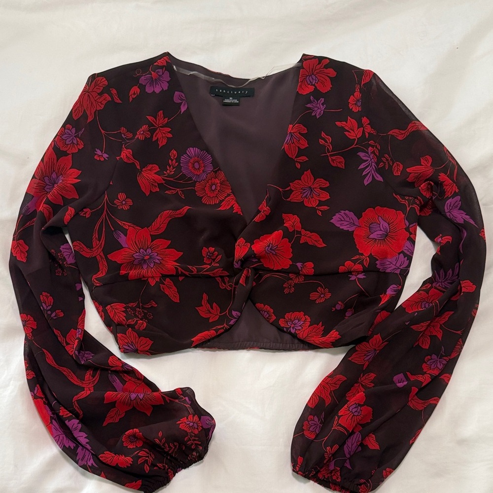 Sanctuary Red and Purple Floral Blouse